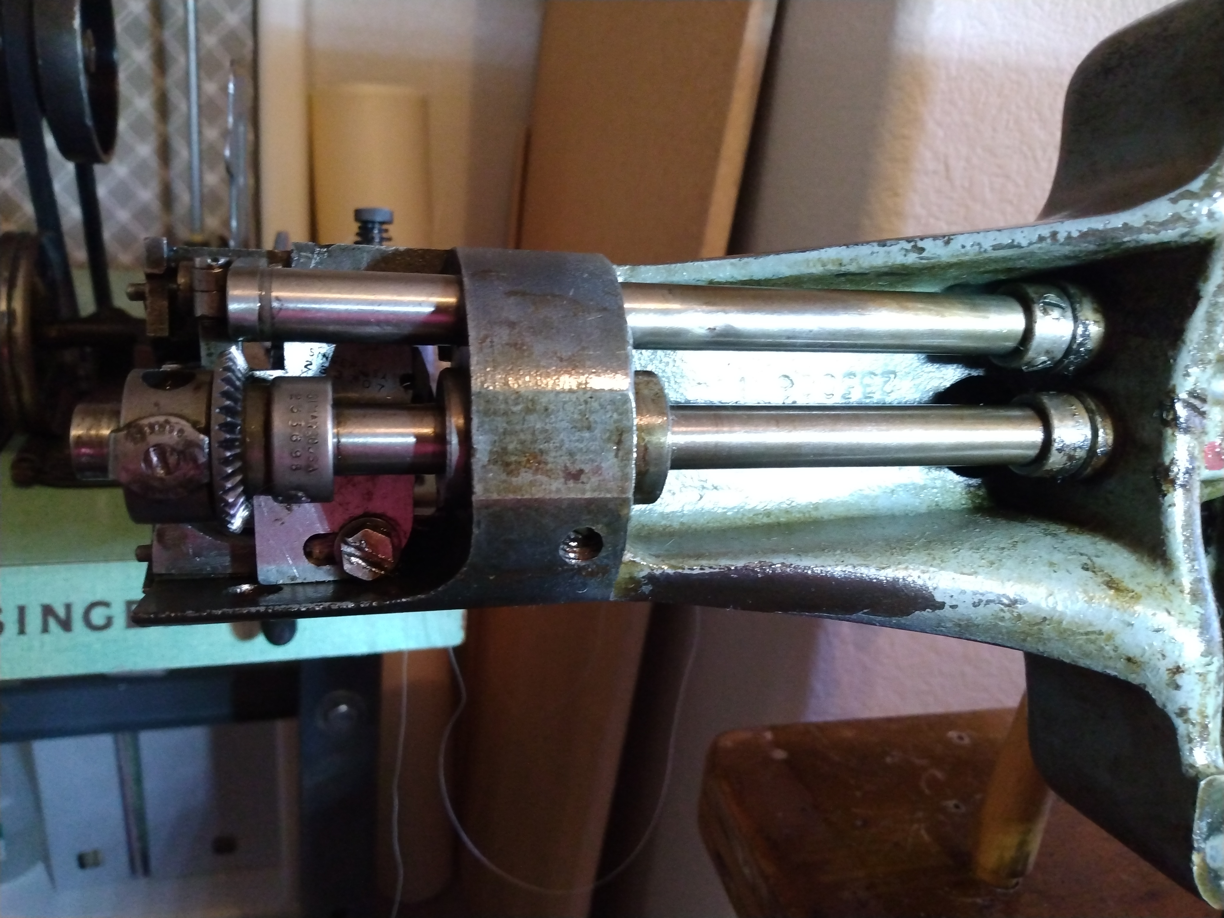 Image for Singer cylinder arm 47w66 sews only backwards after new hook installed and timed