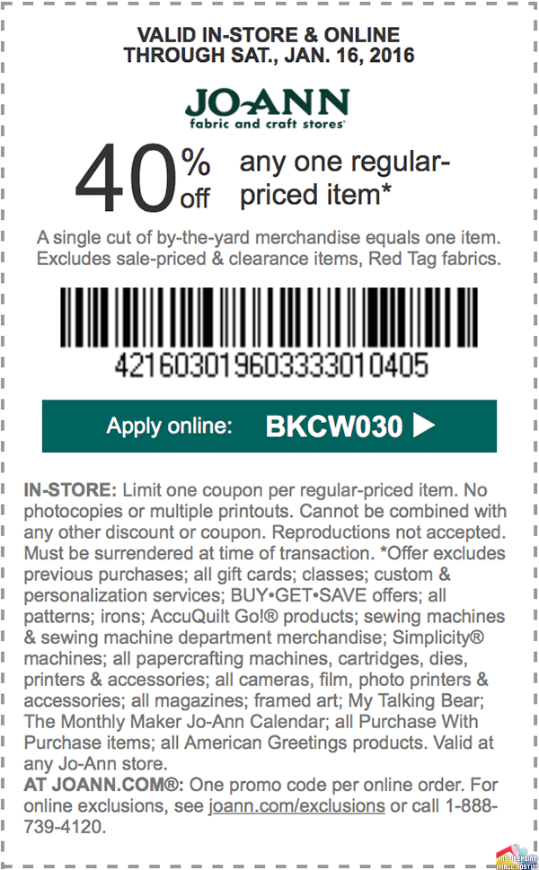 Image for 40% off Joann coupons 