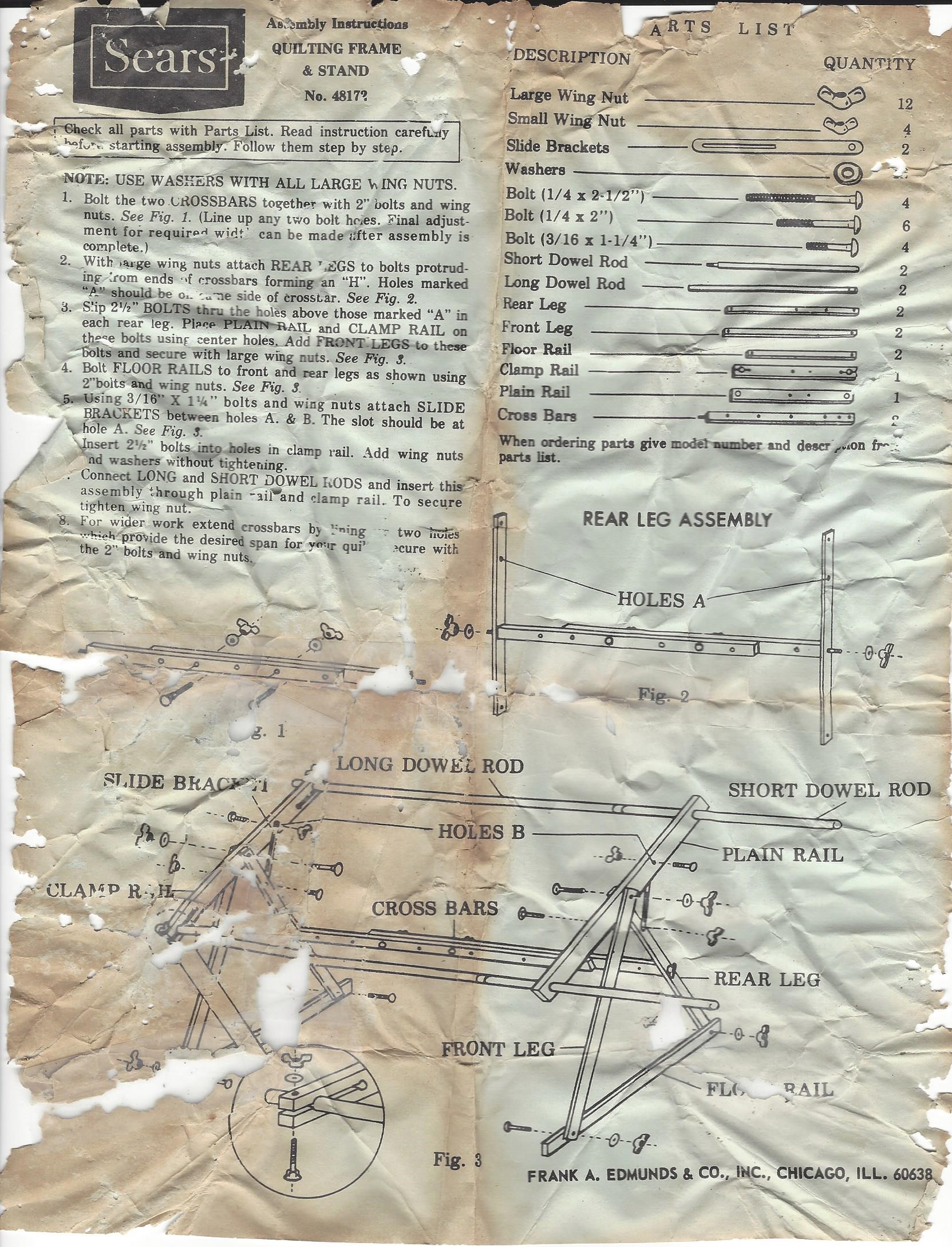 Image for [SOLVED] Sears Quilt Frame Instuctions? (2026 Update)
